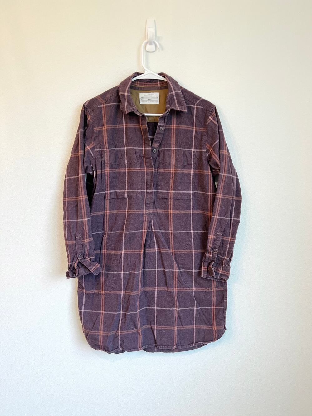 REI CO-OP Purple Wallace Lake Meadow Plaid Flannel Shirt Dress Women's Medium